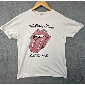 Abercrombie & Fitch Rolling Stones Band Tee Adult Small White World Tour 81-82